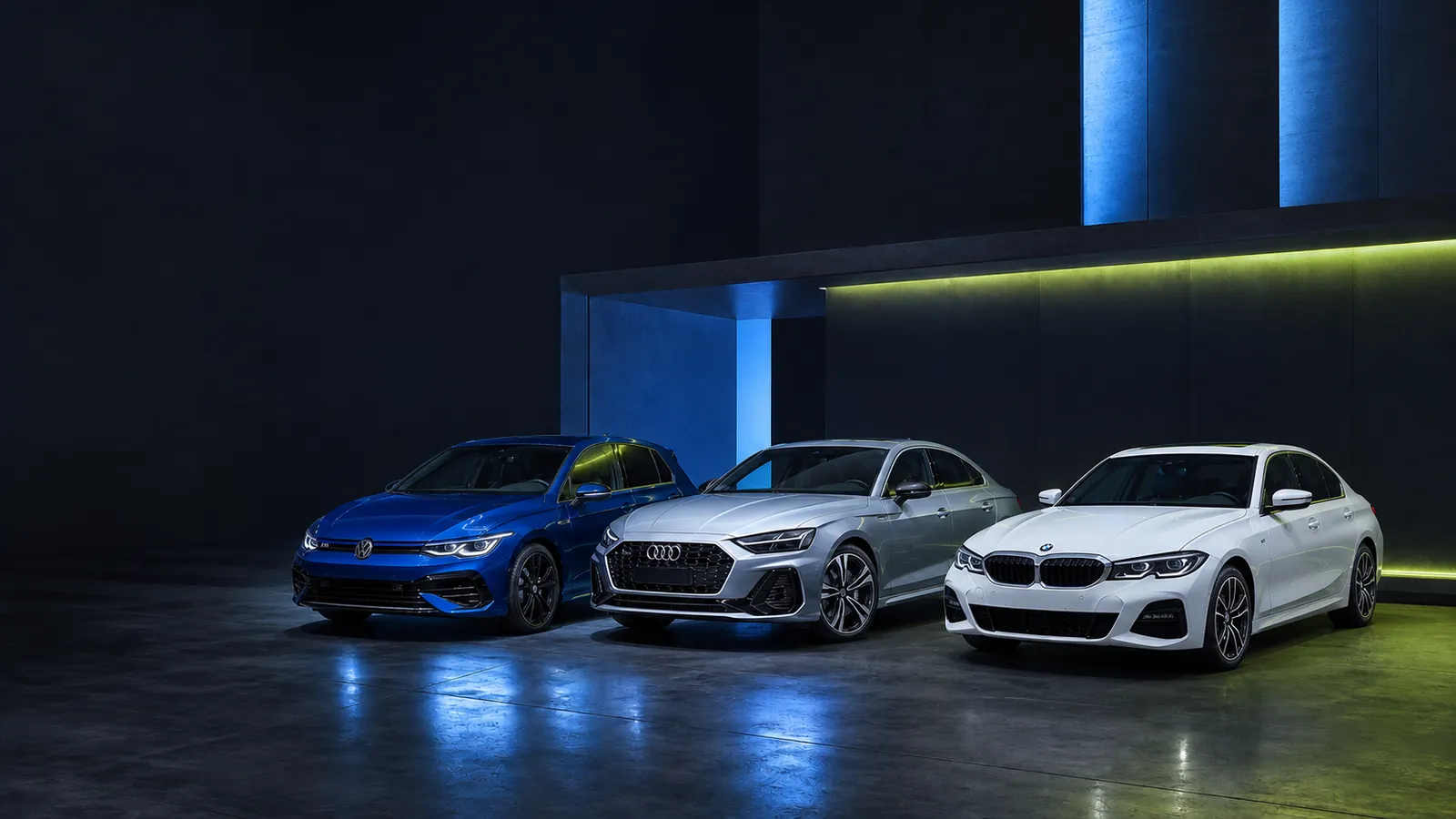 Volkswagen Golf R-Line, Audi A5 и BMW 320 в студии